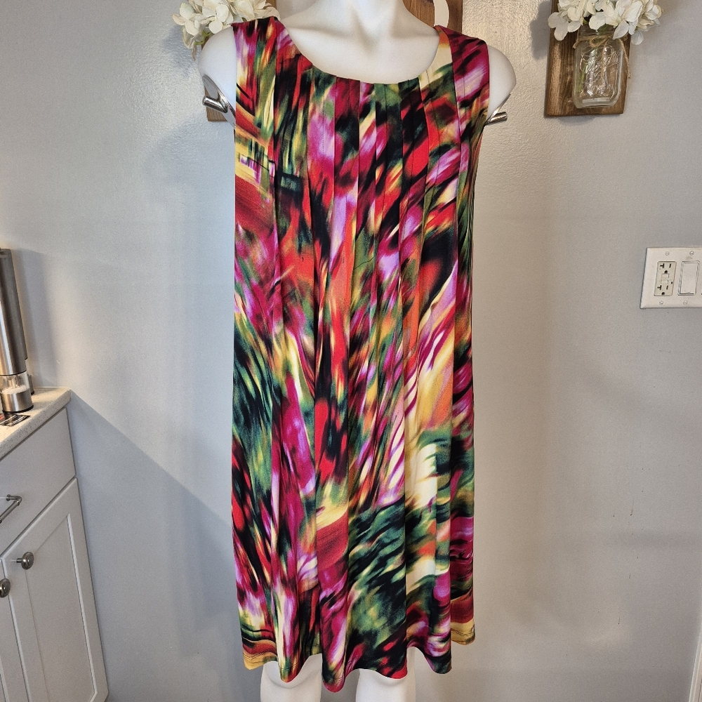 Ronni Nicole Multicolor Abstract Print Midi Dress